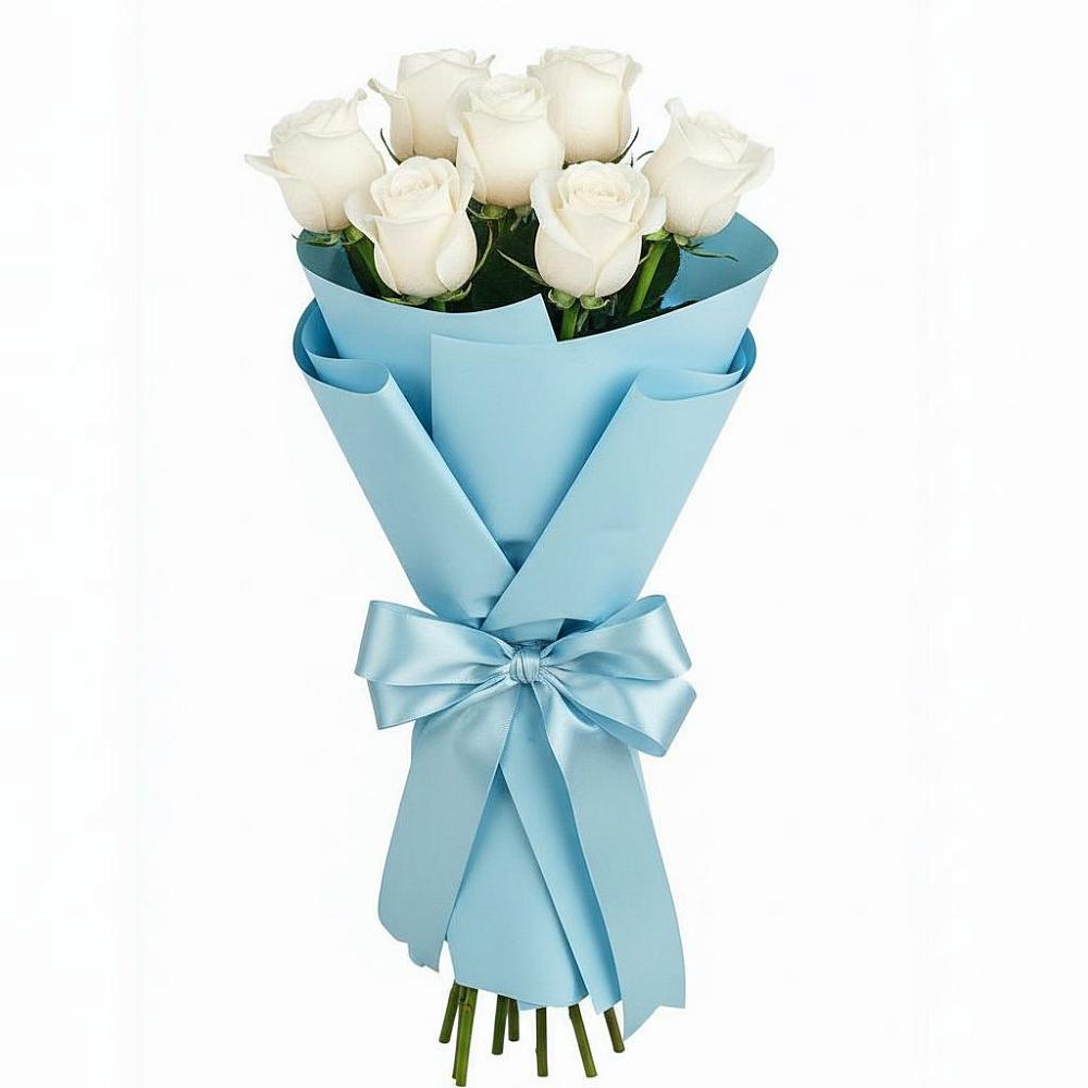 Букет 7 белых роз Проуд в Озерске