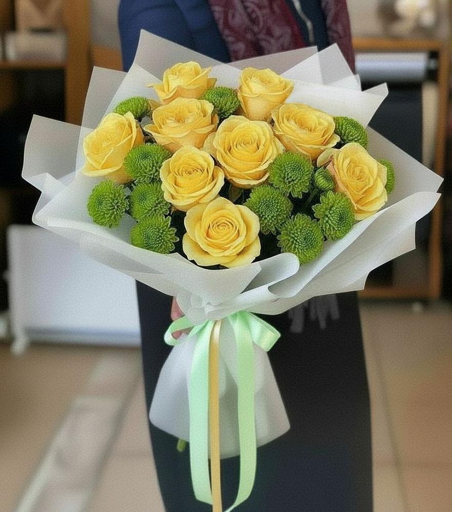 Букет цветов из: Хризантемы и Розы в Озерске