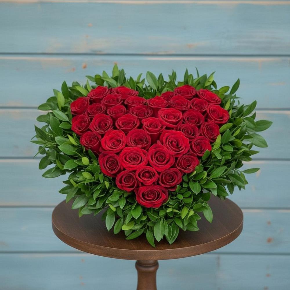 Цветочная композиция из Розы в виде сердца в Озерске