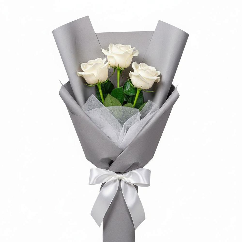 Букет 3 белые розы в Озерске