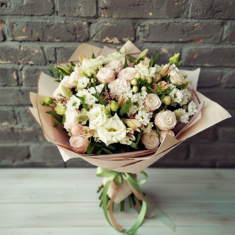 Букет цветов из: Альстромерии, Розы и Хризантемы в Озерске