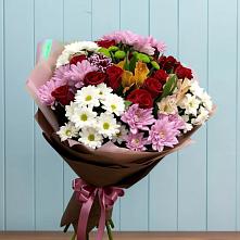 Букет цветов из:  Розы, Хризантемы и Альстромерии в Озерске